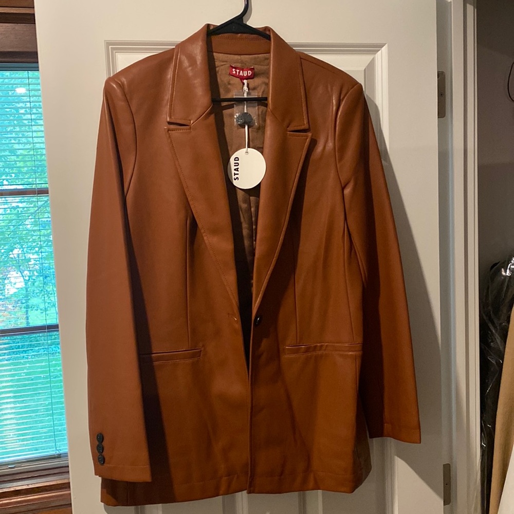 Staud faux leather blazer szM